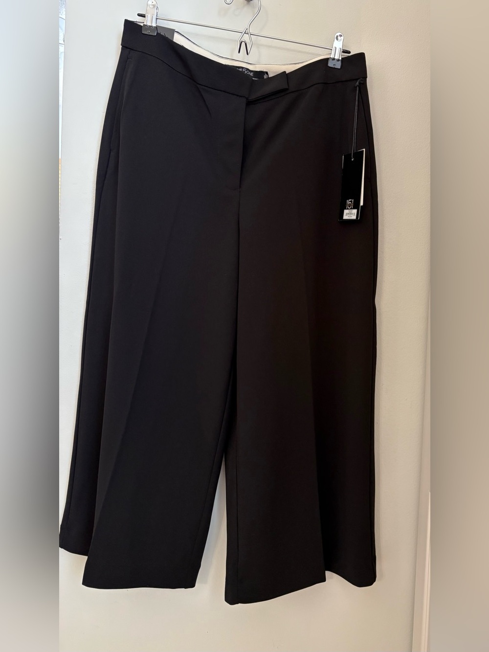 one 5 one Black Wide-Leg Trousers with 4 Way Stretch Size:L